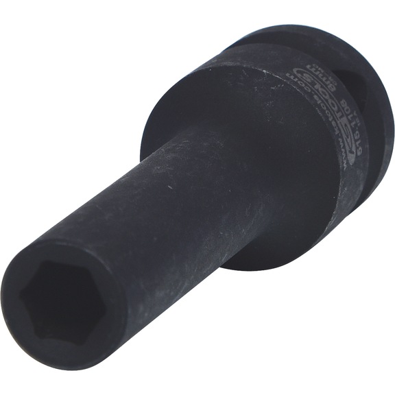 1/2 inch hex power socket, long, 8 mm on hanger - 1/2 inch hex power socket