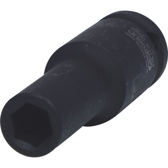 1/2 inch hex power socket, long, 10 mm on hanger - 1/2 inch hex power socket