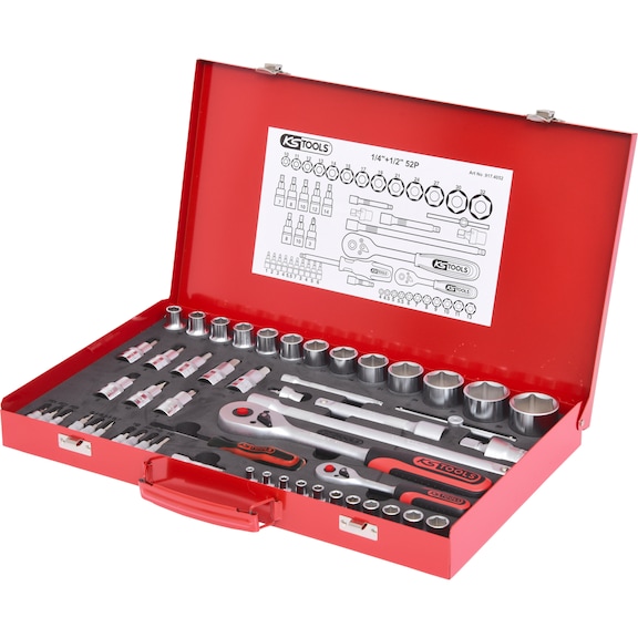 1/4 inch, 1/2 inch socket wrench set, 52 pieces - Socket wrench (set)