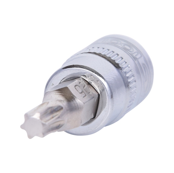 1/4 inch CHROMEplus TX bit socket, T25 on hanger - 1/4 inch CHROMEplus bit socket Torx