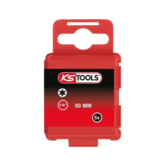 1/4 inch TX bit, 50 mm, T7, pack of 5 - 1/4 inch Torx bit