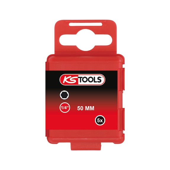 1/4 inch hexagon socket bit, 50 mm, 2 mm, pack of 5 - 1/4 inch hex socket bit