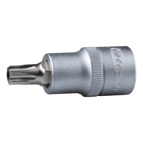 1/2 inch TX bit socket with end hole, TB15 on hanger - 1/2 inch Torx bit socket