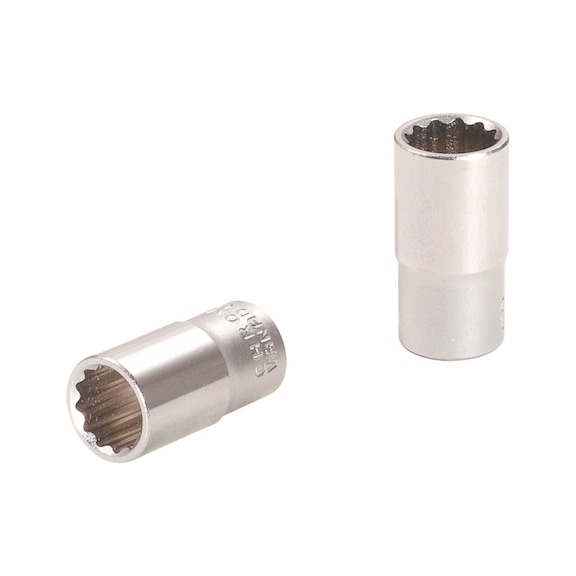 1/4 inch 12-point socket, 13 mm on hanger - 1/4 inch 12-point socket