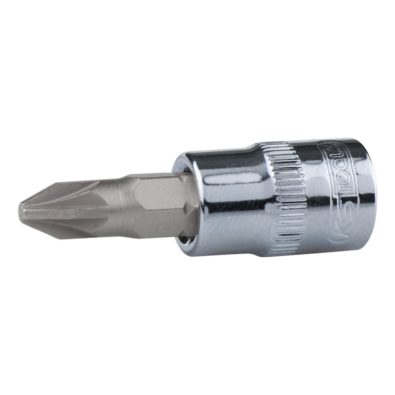 1/4 inch CHROMEplus bit socket, PZ1 on hanger - 1/4 inch CHROMEplus bit socket PZ