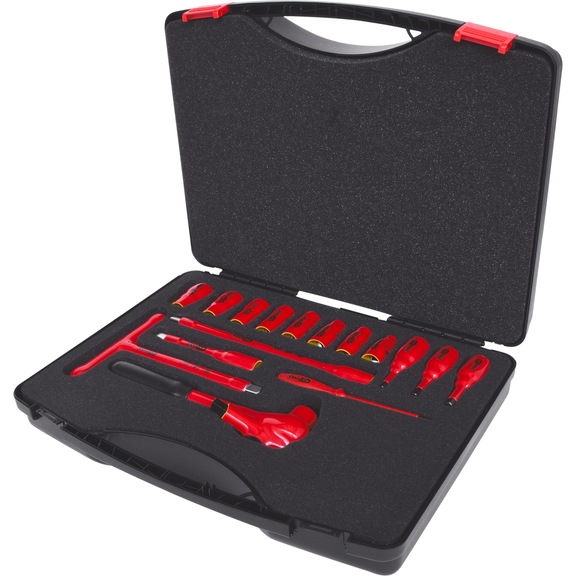 KS TOOLS 1/2 inch socket wrench set with insulated tools, 16 pieces - Socket wrench set with insulated tools