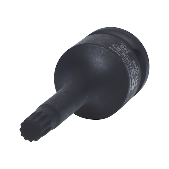 1/2 inch power bit socket, multi-tooth, long, M8 on hanger - 1/2 inch power bit socket