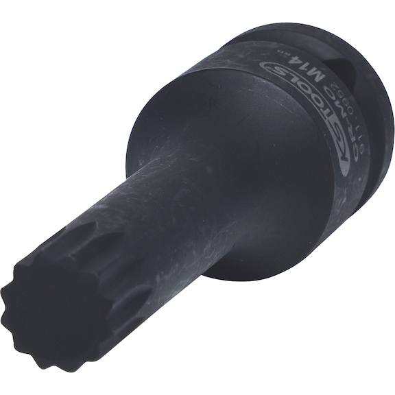 1/2 inch power bit socket, multi-tooth, long, M14 on hanger - 1/2 inch power bit socket