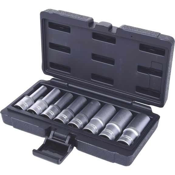 1/2 inch TX E socket set, long, 8-piece, E10-E24 - Socket wrench (set)