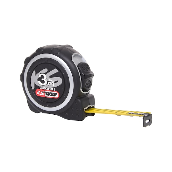 Tape measure with lock, black-grey, 3 m - Tape measure