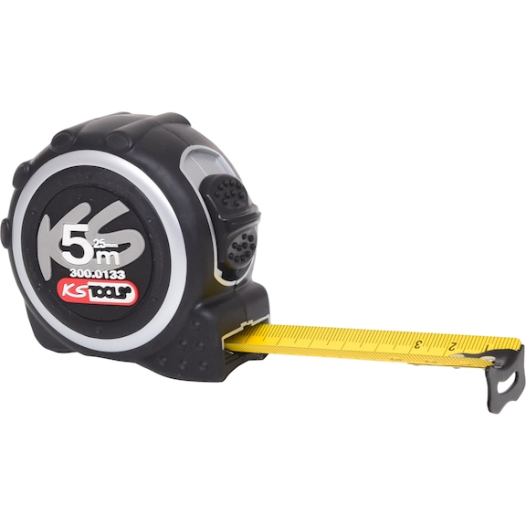 Tape measure with lock, black-grey, 5 m, 25 mm - Tape measure