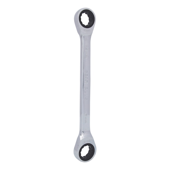 GEARplus double ratchet ring spanner, 14x15 mm on hanger - GEARplus double ratchet ring spanner