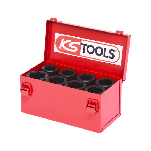 KS TOOLS 3/4 inch hexagon power socket set, 8-piece long - 3/4 inch hex power socket set