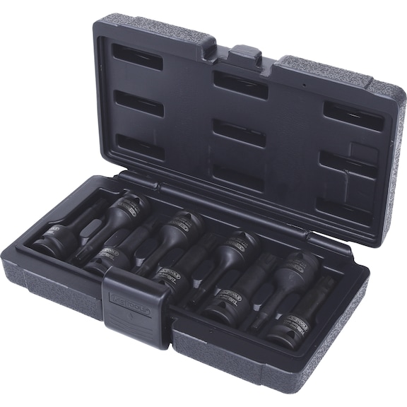 1/2 inch power bit socket set for RIBE screws, 9 pieces - Power bit sockets