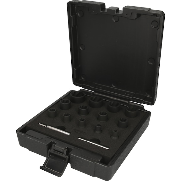 1/4 inch, 1/2 inch spiral profile power socket set, 15 pieces - Spiral profile power socket set