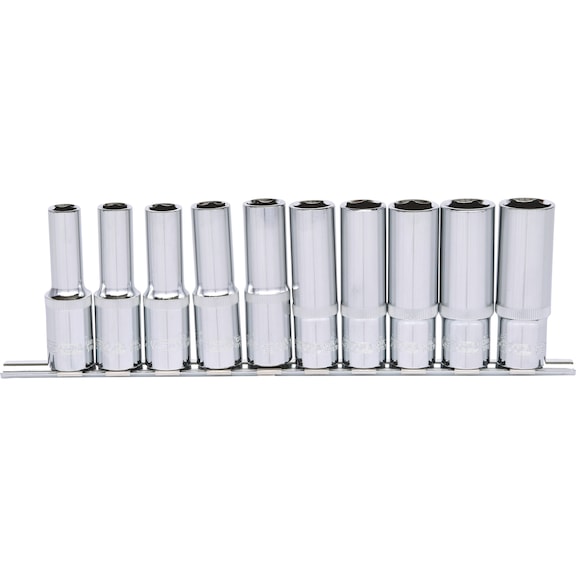 1/2 inch CHROMEplus hex socket set, long, 10-piece 10-19 mm - CHROMEplus socket wrench (set)