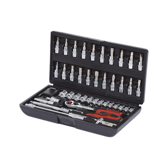 KS TOOLS 1/4 inch CHROMEplus socket wrench set, 46-piece - CHROMEplus socket wrench (set)