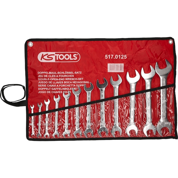 Double open-end wrench set, 12-piece, 6x7-30x32 mm - Double-ended spanner set