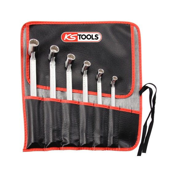 Double jointed spanner set, 6-piece - Double ring spanner set