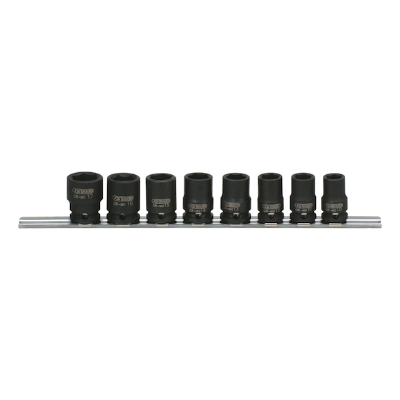 3/8 inch hexagon power socket set, short, 8-piece - 3/8 inch hex power socket set,