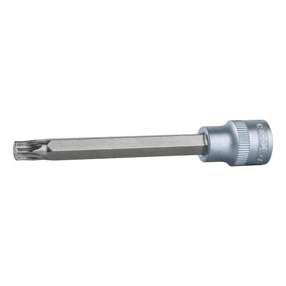 3/8 inch TX socket bit, long, T60 on hanger - 3/8 inch Torx bit socket