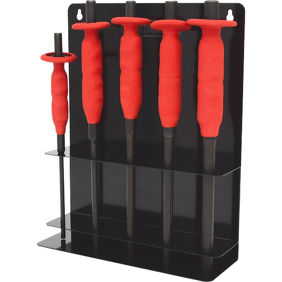 KS TOOLS Cotter pin driver set with hand guard, 5-piece 6-14 mm - Cotter pin driver