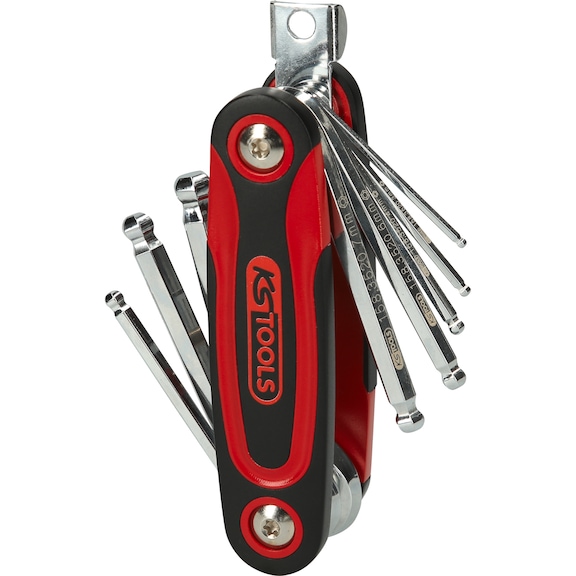 KS TOOLS Kugelkopf-Innensechskant-Winkelstiftschl&uuml;ssel-Klapphalter, 8-teilig - Steckschl&uuml;ssel (Satz)