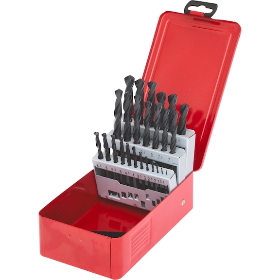 HSS-R twist drill bit set, sheet steel cassette, 25 pieces, 1-13 mm - HSS-R twist drill set