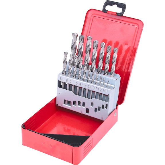 HSS-G twist drill set, sheet steel case, 19 pieces 1-10 mm - HSS-G twist drill set