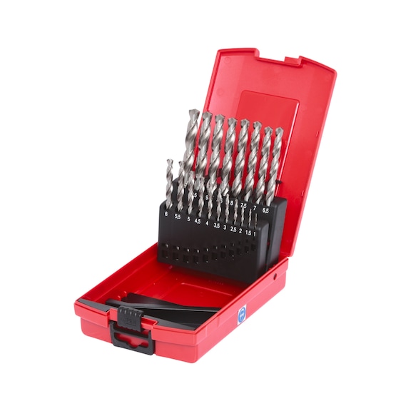 HSS-G twist drill set, plastic case, 19-piece 1-10 mm - HSS-G twist drill set