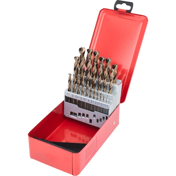 KS TOOLS HSS-G Co 5 twist drill set, sheet steel cassette, 25 pieces, 1-13 mm - HSS-G Co 5 twist drill bit set