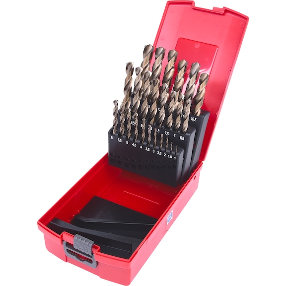 HSS-G Co 5 twist drill bit set, plastic case, 25 pieces, 1-13 mm - HSS-G Co 5 twist drill bit set
