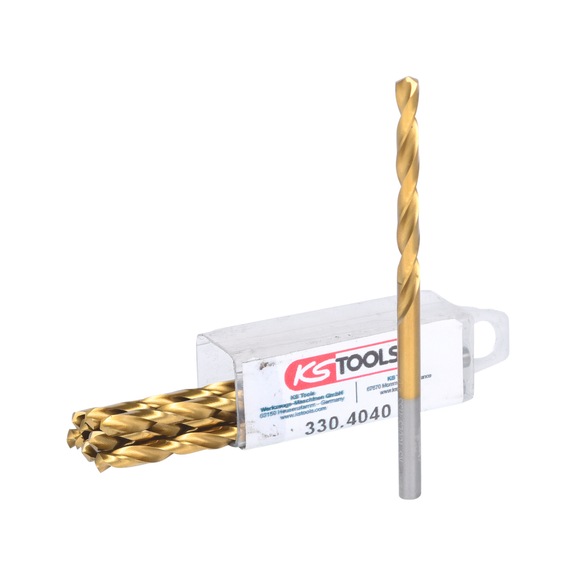 HSS TiN twist drill, 4 mm, pack of 10 - HSS TiN twist drill