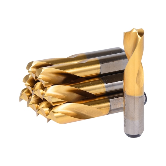 HSSE-TiN weld spot drill, D: 8 mm, pack of 10 - Spot welding drill bit