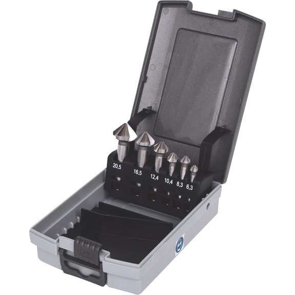KS TOOLS HSS cone and deburring countersink set, plastic case, 6-piece - Countersink set