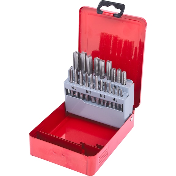 KS TOOLS HSS CO hand tap set M, sheet steel case, 21-piece, M3-M12 - Taps, thread formers, dies (miscellaneous)