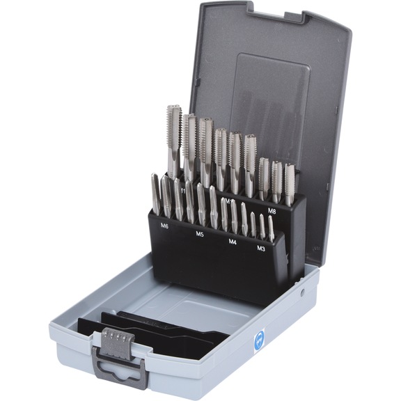 HSS hand tap set M, plastic case, 21 pieces, M3-M12 - Taps, thread formers, dies (miscellaneous)