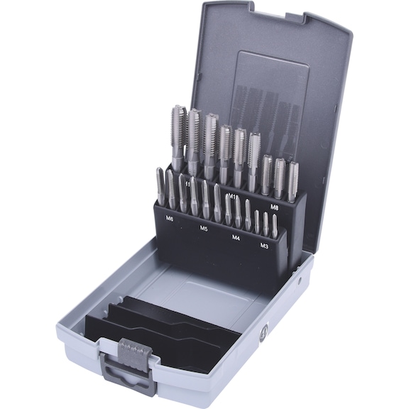 HSS CO Hand tap set M, plastic case, 21 pieces M3-M12 - Taps, thread formers, dies (miscellaneous)