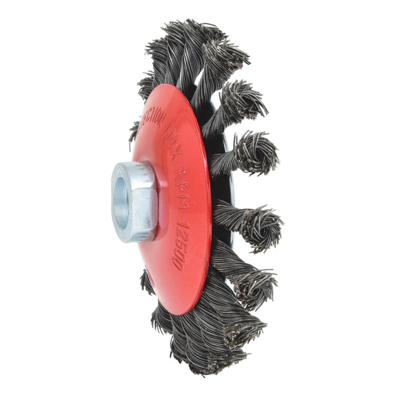 Cone-shaped steel wire round brush 0.5 mm, D: 115 mm - Wire brush