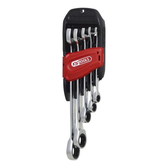 KS TOOLS DUO GEARplus ratchet combination wrench set with open-end ratchet function, 5-piece - Combination spanner set