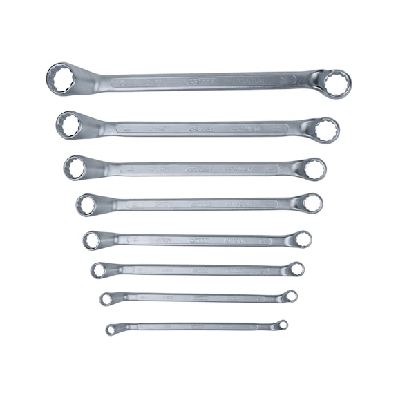 Double ring spanner set, offset, 8-piece 6-22 mm - Double ring spanner set
