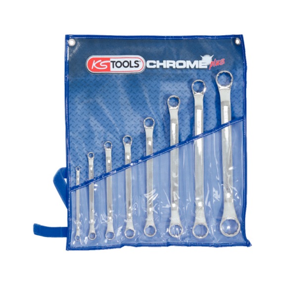 CHROMEplus double ring spanner set, offset, 6-piece - Double ring spanner set