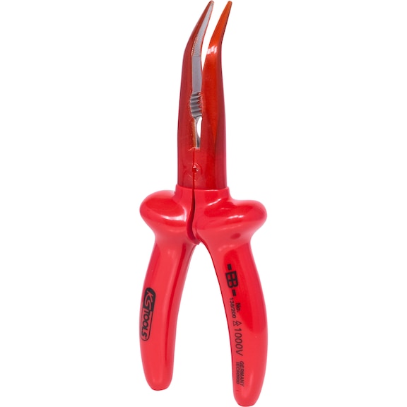 1000V flat round nose pliers, coated working head, curved, 200 mm - Flat round pliers
