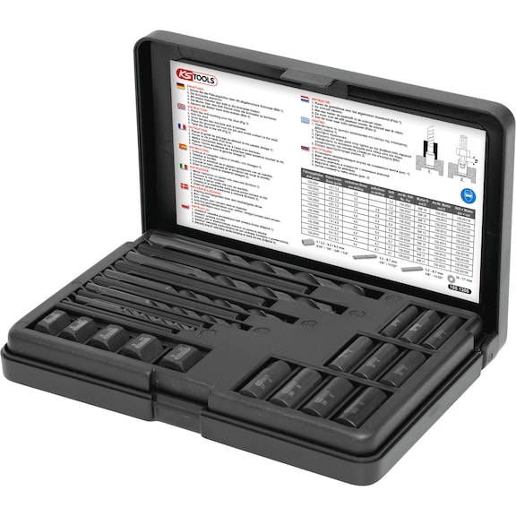 Thread removal set, 25-piece - Stud bolt removal and insertion tools