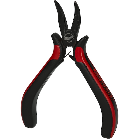 Precision flat-nose pliers, bent, 130 mm on hanger - Flat round pliers