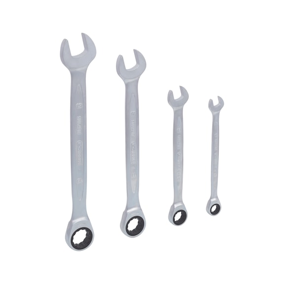 KS TOOLS GEARplus ratchet combination wrench set, 4-piece 10-19 mm - GEARplus ratchet ring spanner