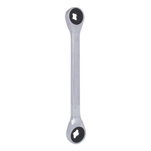 GEARplus TX-E double ratchet ring spanner, E14xE18 on hanger - GEARplus TX-E double ratchet ring spanner