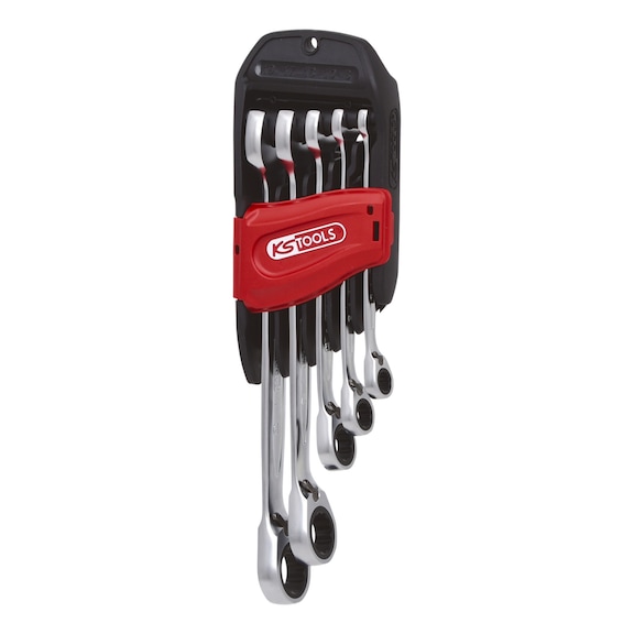 GEARplus ratchet combination wrench set, reversible, 5-piece 8-19 mm - Combination spanner set