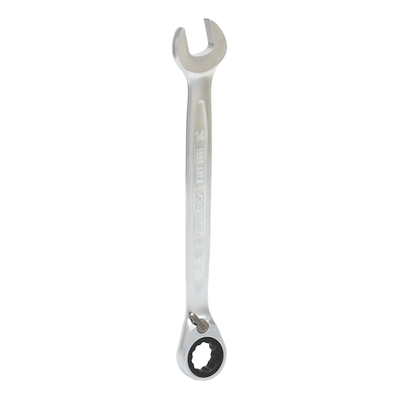 GEARplus ratchet combination spanner, reversible, 14 mm on hanger - GEARplus reversible ratchet ring spanner