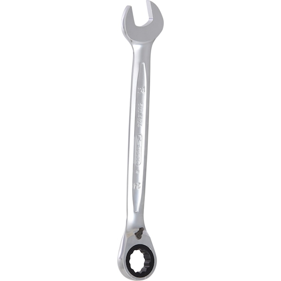 GEARplus ratchet combination wrench, reversible, 24 mm on hanger - GEARplus reversible ratchet ring spanner